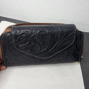 Black Tooled Authentic Leather Made in Mexico Wallet